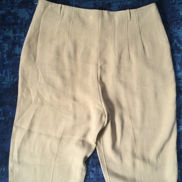 Promod UK Dress Pants Trousers Beige Linen Blend Camel Flowy Ankle 32 Waist - Picture 8 of 14